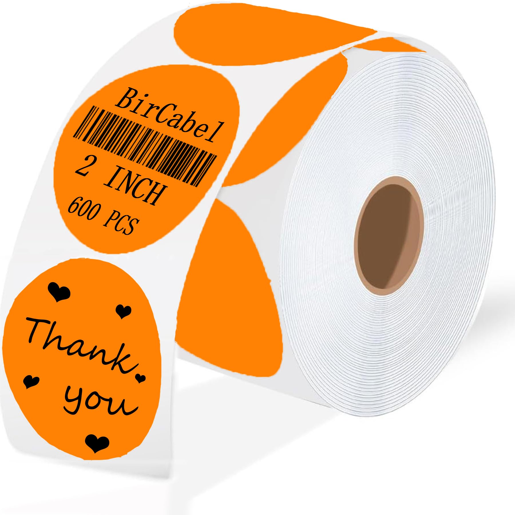 2 inch Orange Round Thermal Labels,600 Labels/Roll Self-Adhesive Circle Inventory Stickers, Multi-Purpose Round Roll Thermal Printing Stickers for
