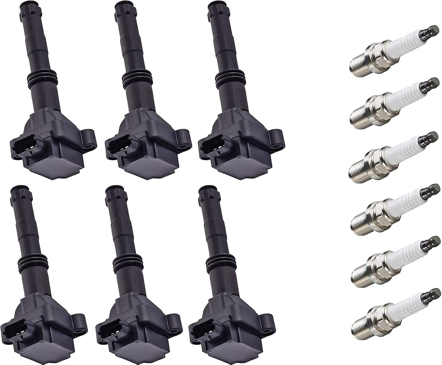 ENA Ignition Coil Pack and Platinum Spark Plug Set of 6 Compatible with Porsche 1999 2000 2001 911 3.4L H6 and 1997 1998 1999 2000 2001 2002 Boxter 2.7 3.2L H6 Replacement for C1359 UF-346 UF346
