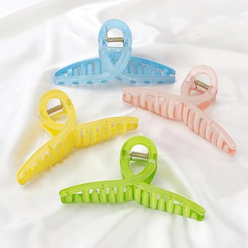Miniatura 5 de Pinzas para el cabello de mariposa grandes, clips transparentes de 5.1 pulgadas para mujeres, pinzas transparentes de tamaño más grande para niñas,