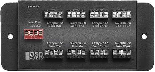 SPW8 Audio para toda la casa Panel de distribución de altavoces de 8 zonas Entrada de audio única 300W por canal - OSD Audio
