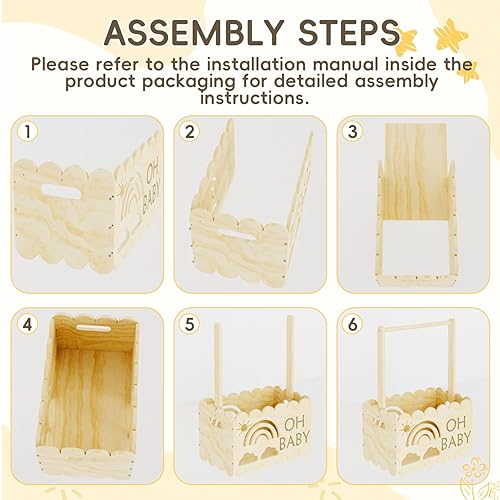 Miniatura 4 de Armario de madera para baby shower, armario de madera para baby shower, cesta de madera para baby shower, regalos de bienvenida para bebés, adecuado