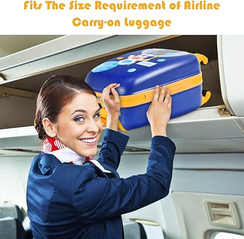 Miniatura 8 de Goplus Equipaje para niños, 2 piezas, 12 y 16 pulgadas, juego de equipaje de mano para niños con 4 ruedas giratorias, maleta ligera con ruedas
