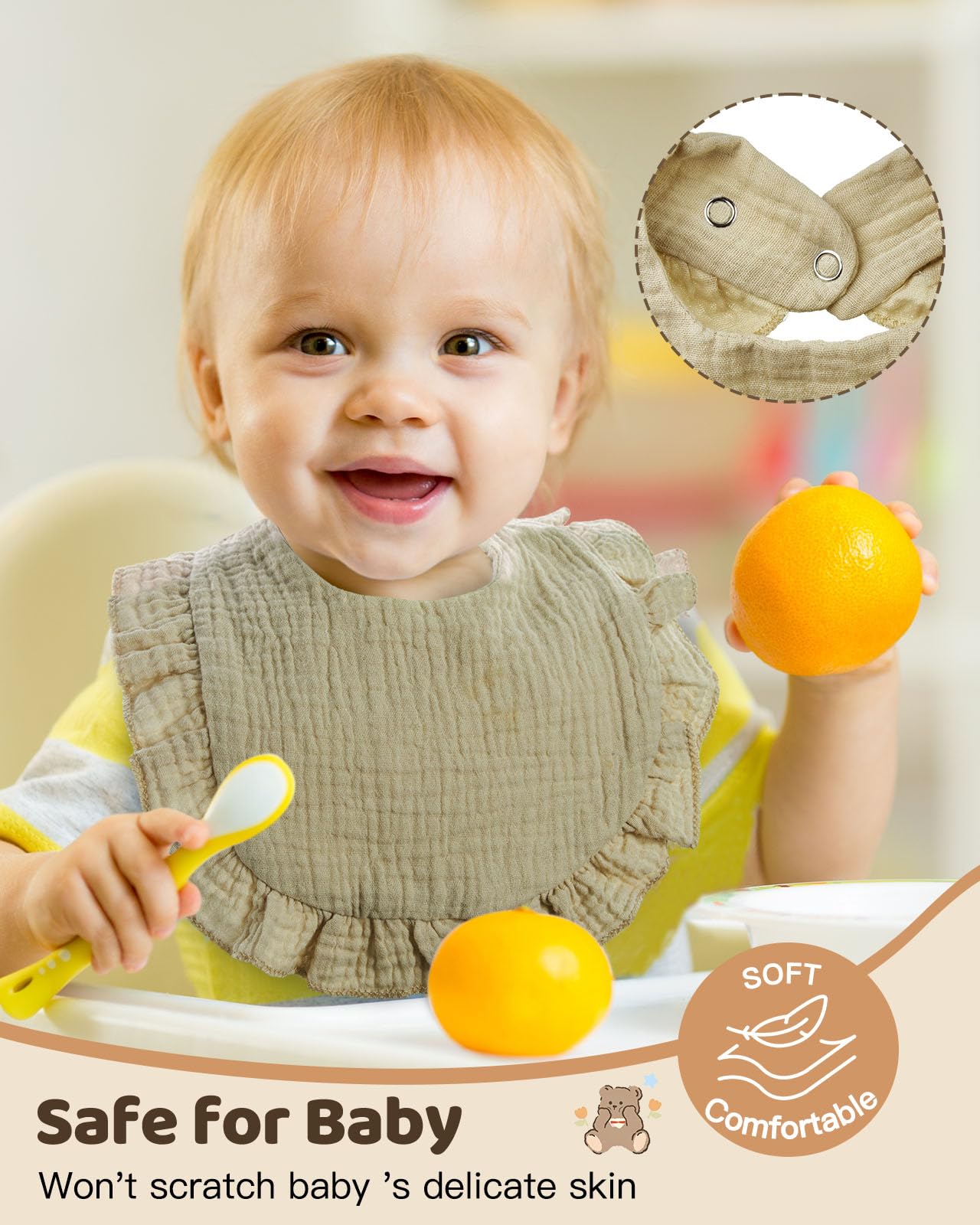 Lictin Bavaglini Neonato-Bavaglini Bambini,set di 8 bavaglini a bandana, 100% cotone, bavaglini morbidi per bambini, adatti per la dentizione dei bambini da 0 a 24 mesi