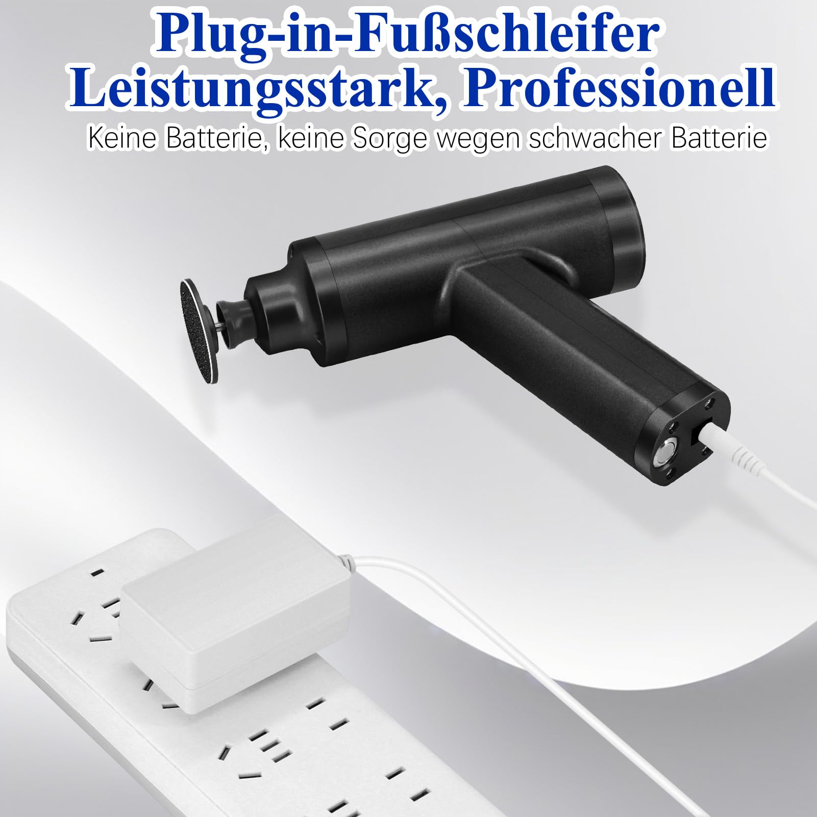 Elektrischer Hornhautentferner 4500rpm Einstellbare Geschwindigkeit Professionell Hornhautentferner Elektrisch Hornhaut Entfernen Pediküre Elektrische Fußfeile, Schwarz FCR-3