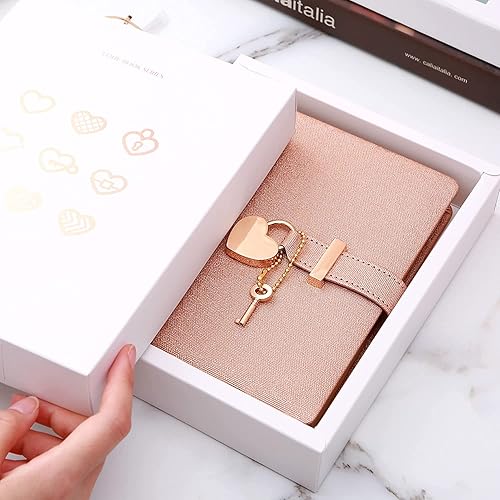 Miniatura 2 de Diario con cerradura en forma de corazón con llave, cubierta de piel sintética, diario, organizadores personales, cuaderno secreto para niñas y