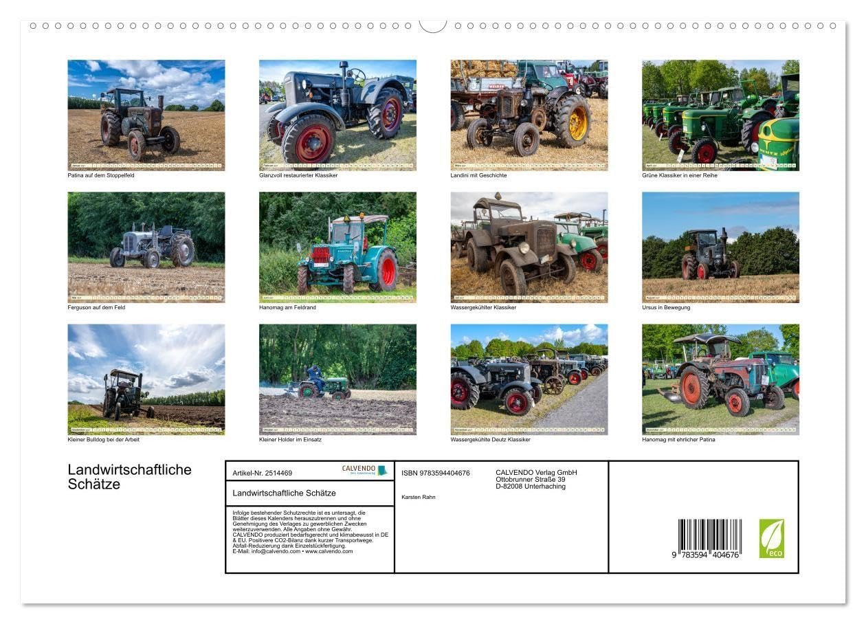 Landwirtschaftliche Schätze (hochwertiger Premium Wandkalender 2027 DIN A2 quer), Kunstdruck in Hochglanz: Historische Traktoren verschiedener Marken ... Zustand und bei der Arbeit auf dem Feld.