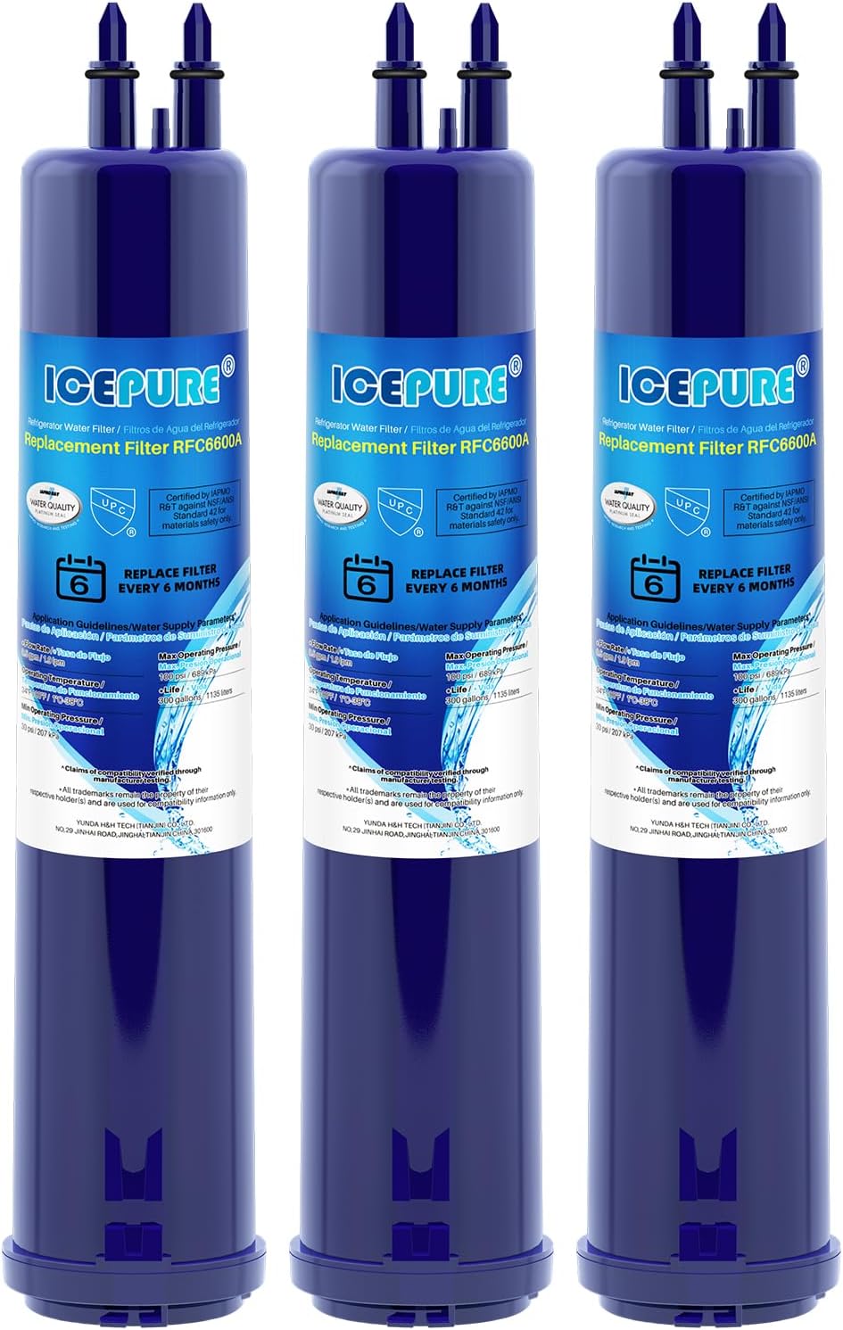 ICEPURE RFC6600A Compatible with 4396841, 4396710, EDR3RXD1 Refrigerator Water Filter, Everydrop® Filter 3, KAD3RXD1, WHR3RXD1, Kenmore® 9030, 9083, 46-9083, 46-9030, 3PACK