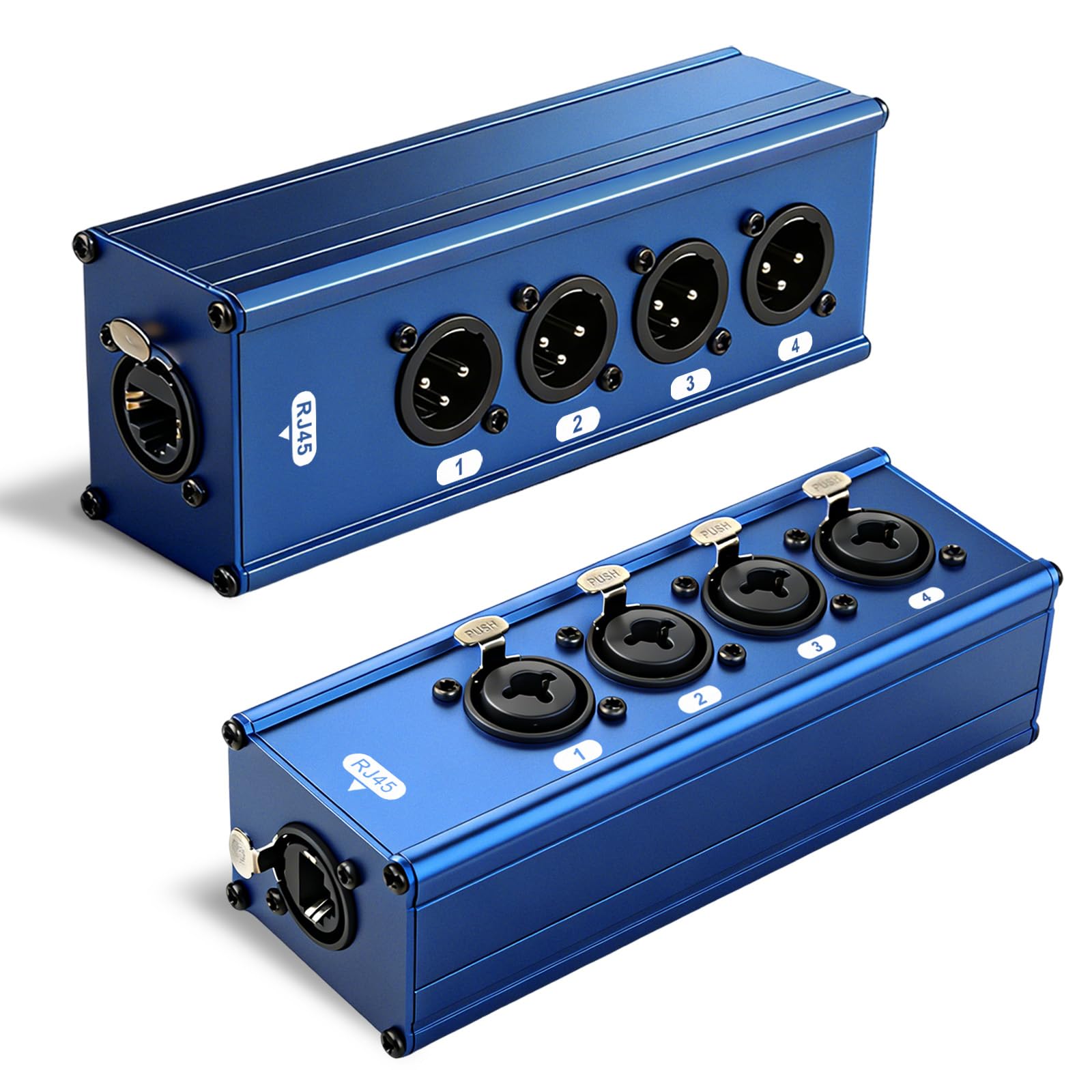 wecan Confezione 2 Estensore Audio DMX 4 Canali XLR-Ethernet, Adattatore XLR/TRS a RJ45 Ethercon Cat5/Cat6, Trasmissione Segnale Lunga Distanza