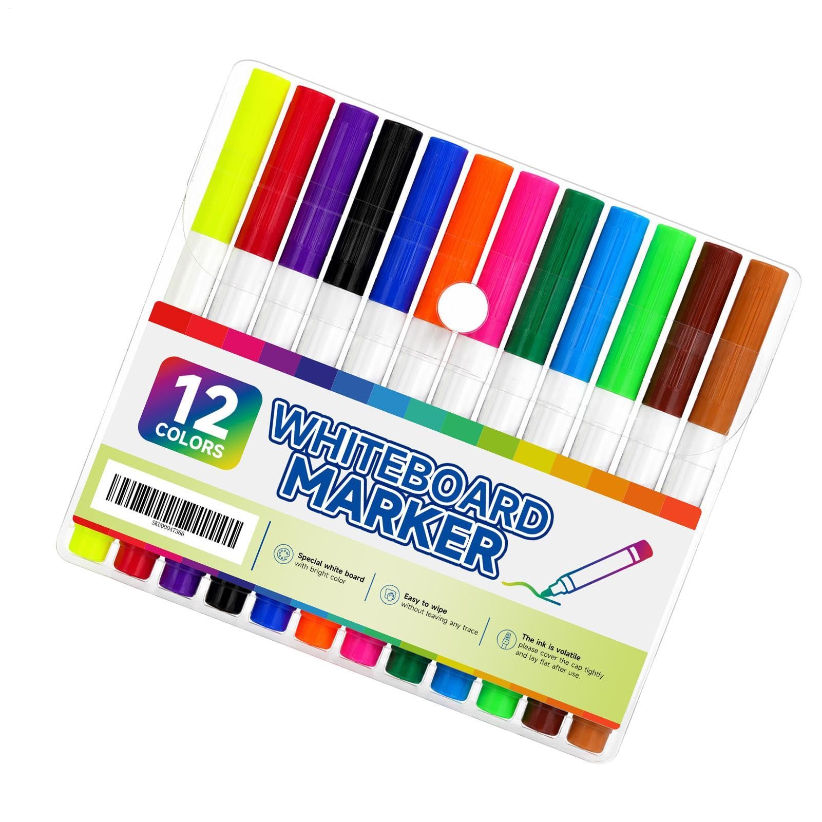 Rotuladores de pizarra lavables de 12 colores
