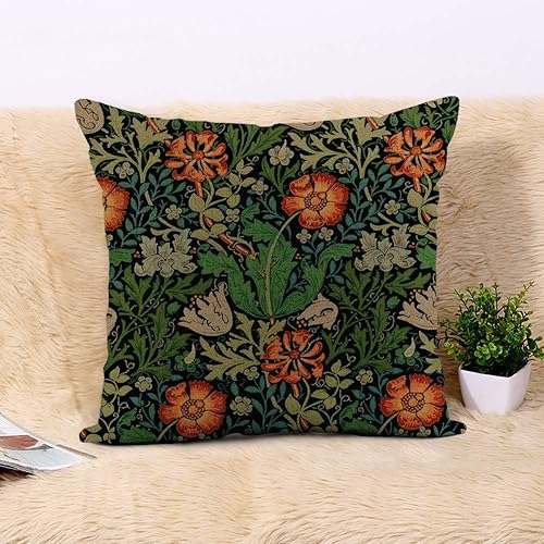 Miniatura 3 de Rurpali Juego de 4 fundas de almohada de lino de 18 x 18 pulgadas, diseño floral de árbol de la vida, decoración del hogar, funda de cojín cuadrada