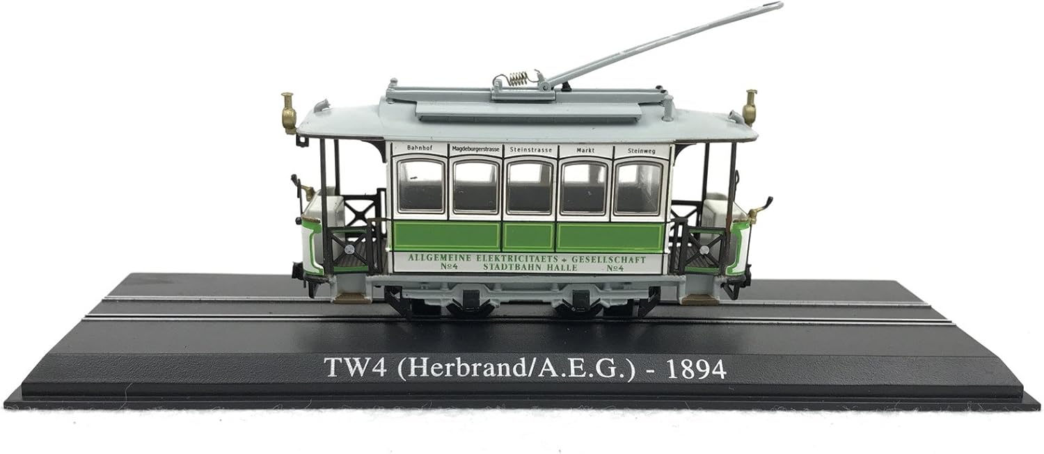Atlas Limited Edition 1:87 Scale TW4 Herbrand A.E.G 1894 Tram Model (Colour Green White)