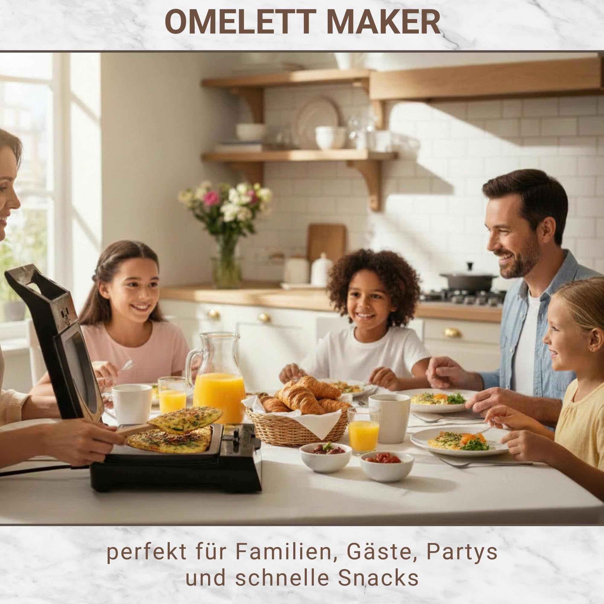 Syntrox Germany Omelett Maker MM-1400W mit herausnehmbaren Backplatten