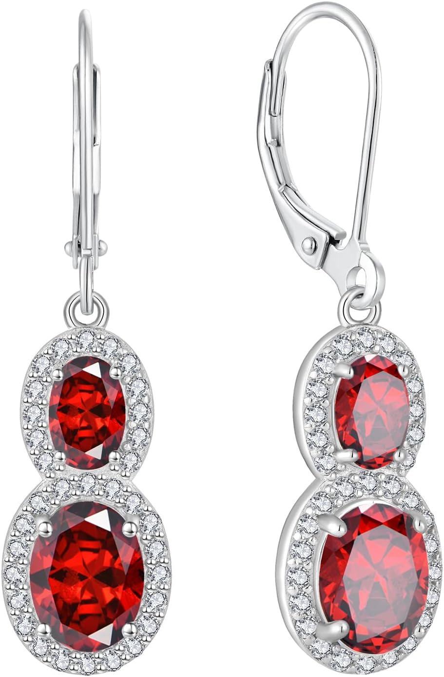 925 Sterling Silver 5A Cubic Zirconia Birthstone Infinity Dangle Drop Earrings Leverback Earrings for Women Anniversary Mother's Day Birthday Christmas for Her