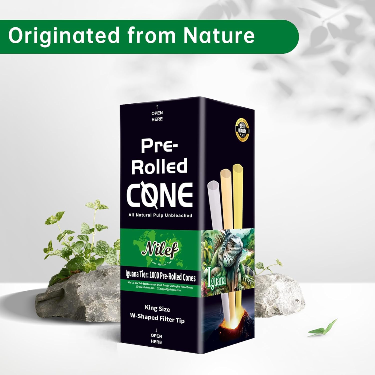 Pre Rolled Cones King Size Bulk 1000 Pack | White, 109 mm | Natural Pre-Rolled Cones with Tips | Broad Automation Machine Compatibility | White Rolling Paper Wraps Classic Design Slow Burn