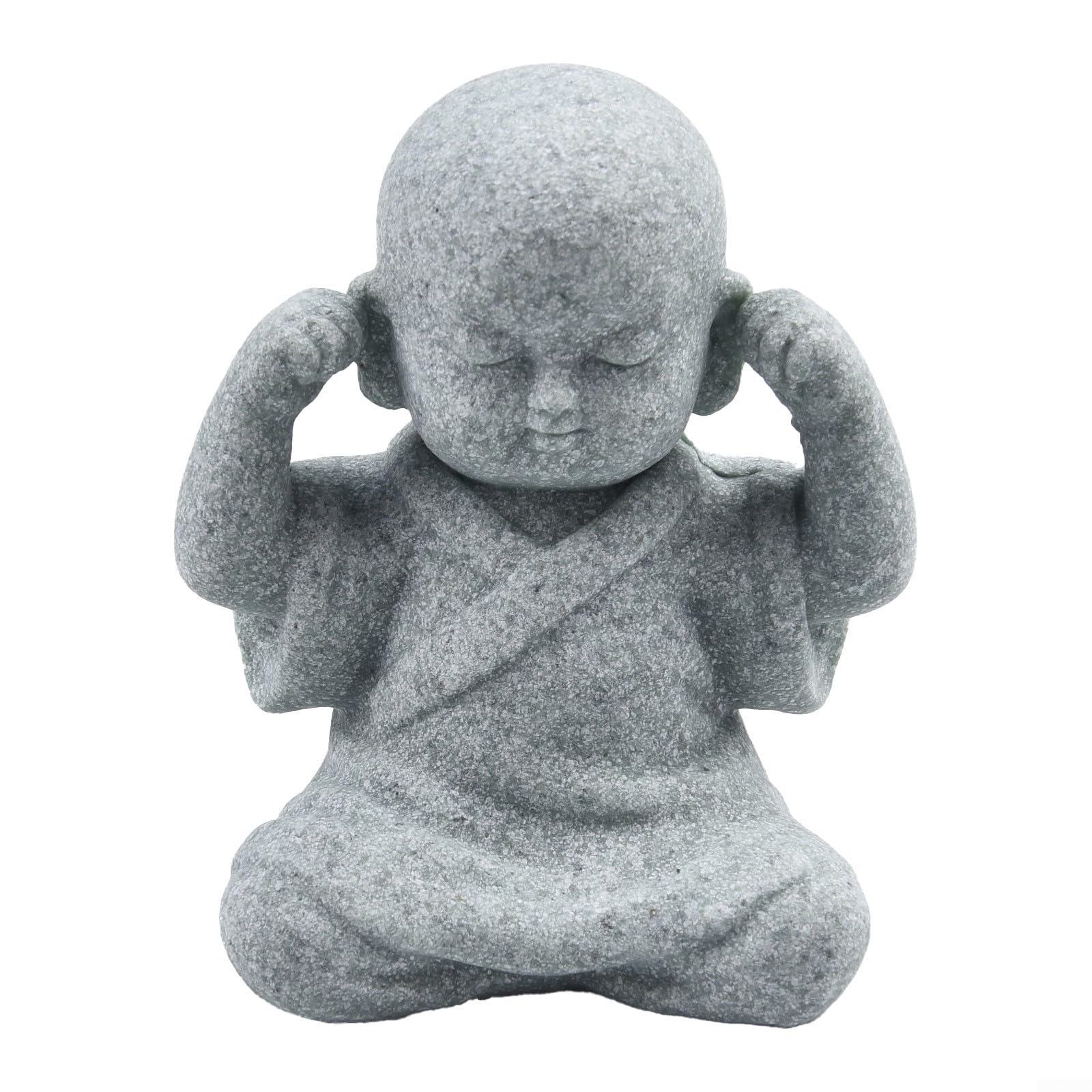 Small Wise Buddha Monk Statue/Sandstone Resin See No Evil Figurine for Garden Lawn Decor/Fish Tank Ornament/ 4x5x6cm(D)
