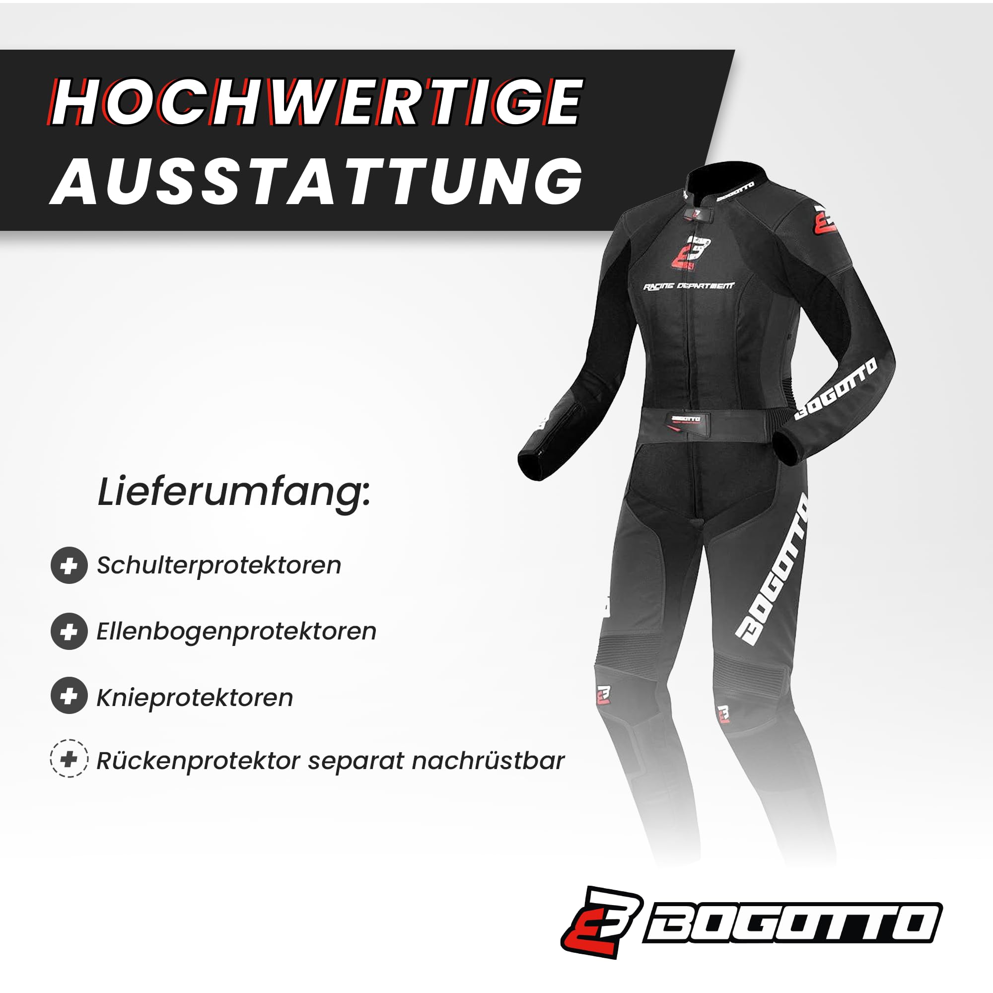 Bogotto Losail 2-Teiler Damen Motorrad Lederkombi, schwarz, 36
