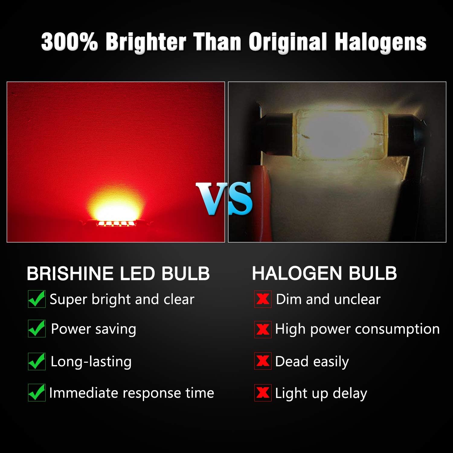 578 211-2 LED Bulbs, Super Bright Brilliant Red 2835 Chipsets Canbus Error Free 41MM 42MM 1.72” Festoon 212-2 569 LED Bulbs for Car Dome Map Door Tail License Plate Lights(Pack of 4)