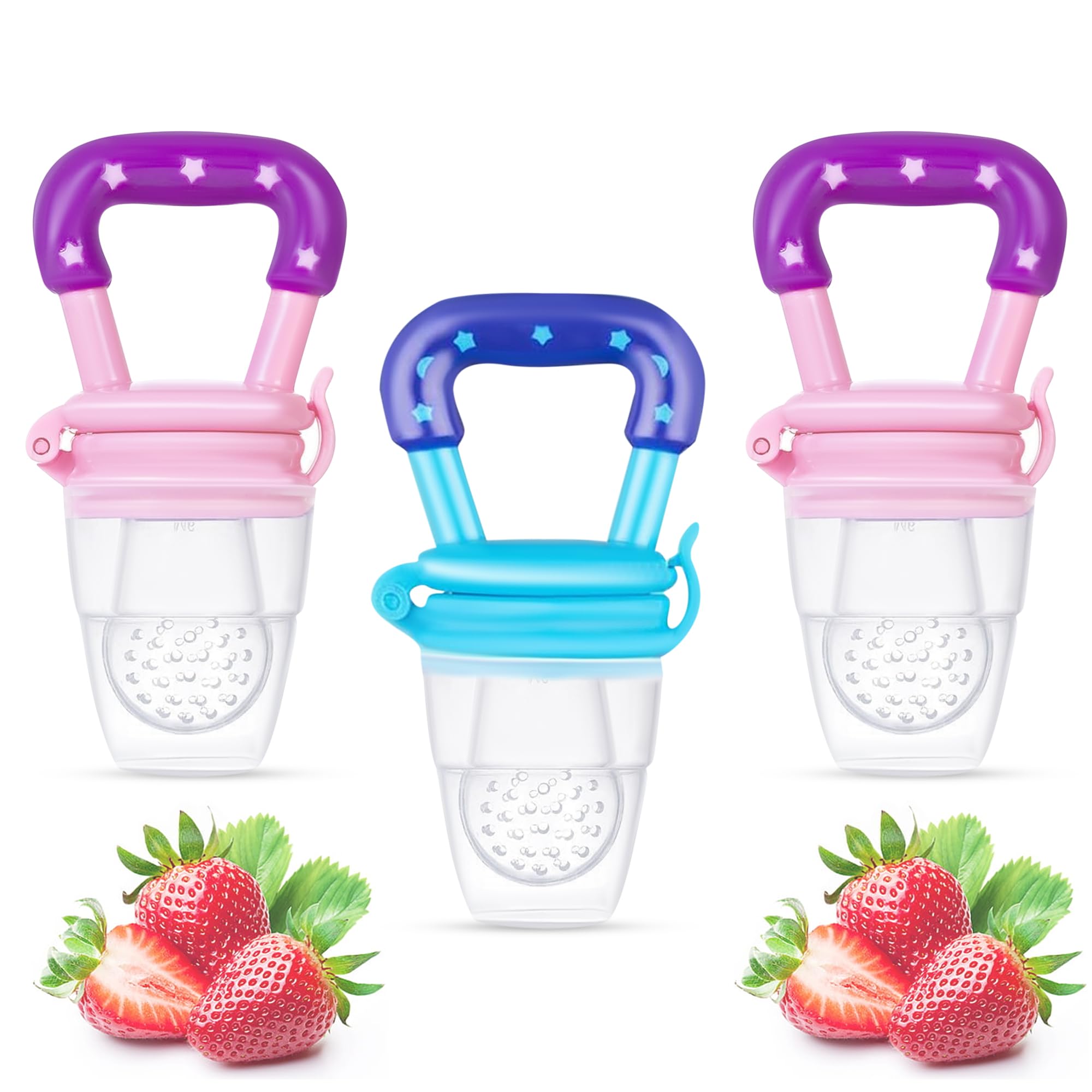 GLUN® Soft Teether for Infant Baby Pack of 3 Silicone Baby Feeder, Food & Fruit Feeder for 3 to 12 Months, BPA Free Anti Choking Fruit Pacifier-image-17