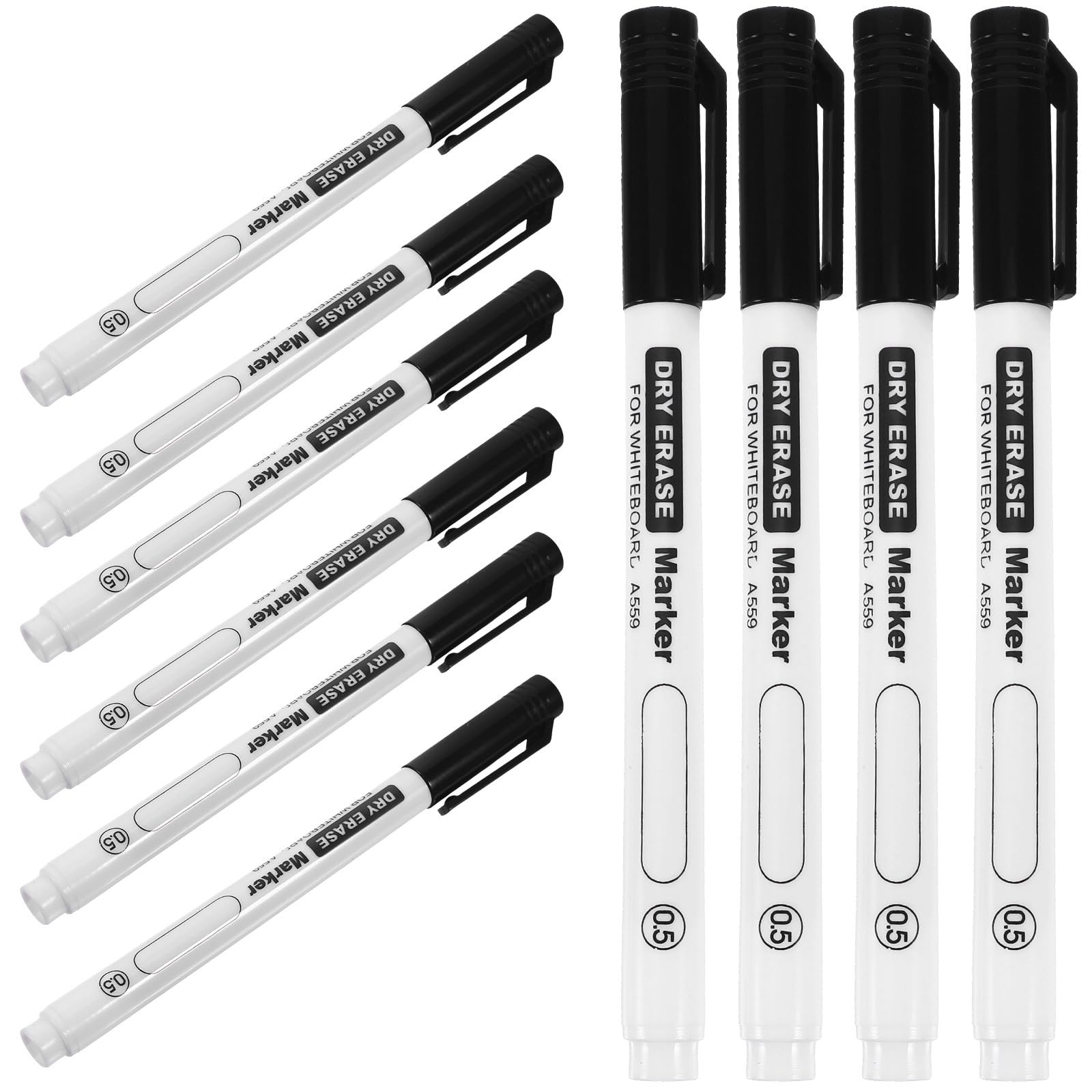 Rotuladores para Pizarra Finos 05 MM Marcador Borrado en Seco Negro 10 Unidades Útiles Escolares para Aula y Oficina Marcador para Profesor y Escritura Precisa