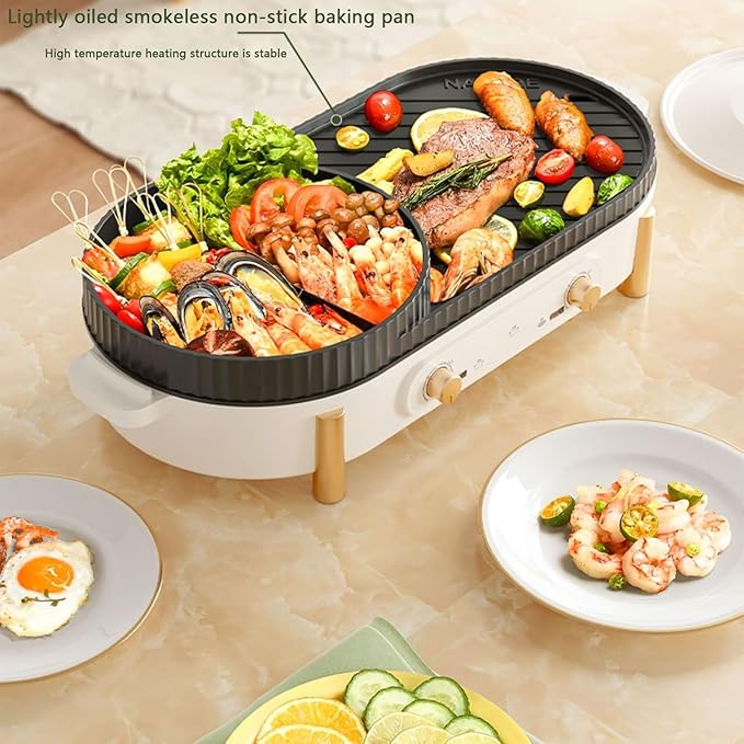 Olla Eléctrica 2 en 1 Hot Pot y Parrilla, 2200W, Sin Humo y Antiadherente miniatura 2