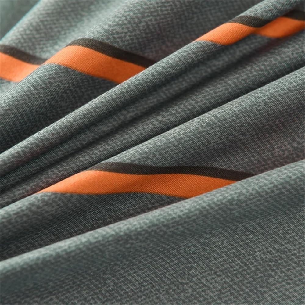 Bedding Set Copripiumino a Righe, 3 Pezzi, Reversibile, con a Quadri Arancioni neutri, Set di Biancheria da Letto Geometrica