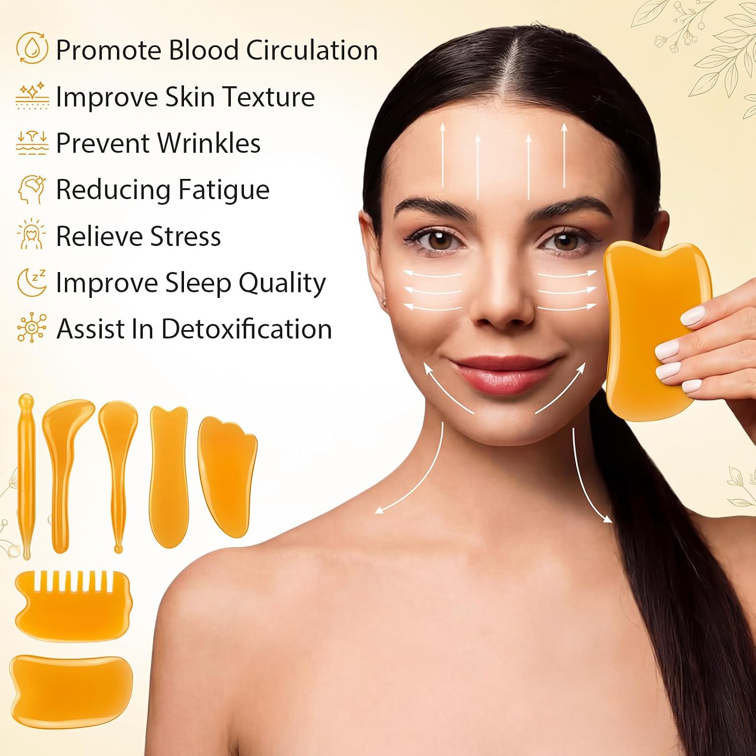 70 Pcs Gua Sha Massage Tool Set 7 Shapes Resin Guasha Scraping Tools for Face Neck, Bulk Lymphatic Drainage Tool Kit with Acupressure Wand Comb Scraper Board for Spa Salon Home Use
