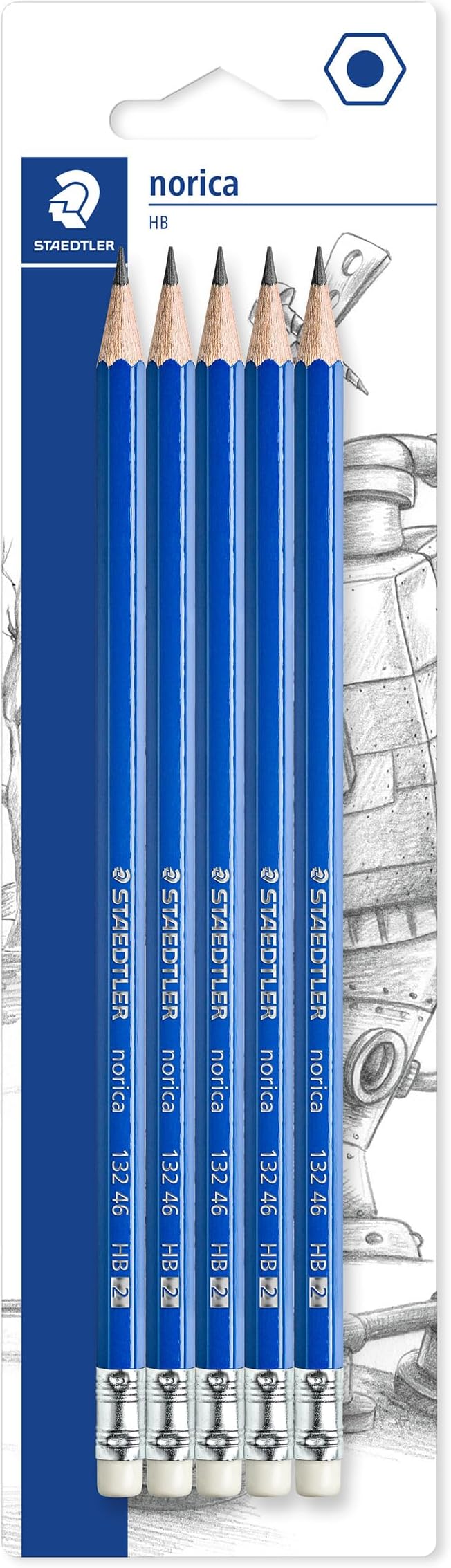 STAEDTLER 132 46BK5D Norica Eraser-Tipped Pencils (Pack of 5)