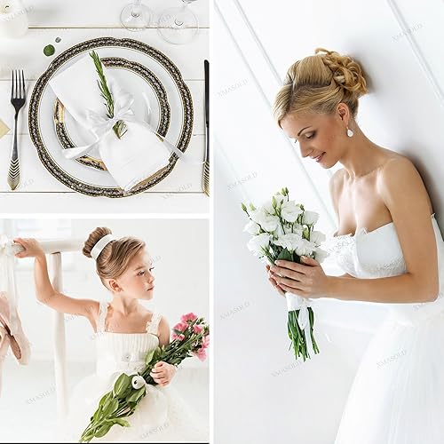 Miniatura 5 de Cinta blanca de 1-12 pulgadas, 25 yardas de cinta de satén sólido para envolver regalos, guirnaldas de Navidad, adornos de árbol de Navidad, hacer