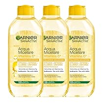 Garnier Acqua Micellare Tutto in 1 SkinActive, Con Vitamina C, Per Pelli Spente e Non Uniformi, Senza Risciacquo, 3 x 400 ml