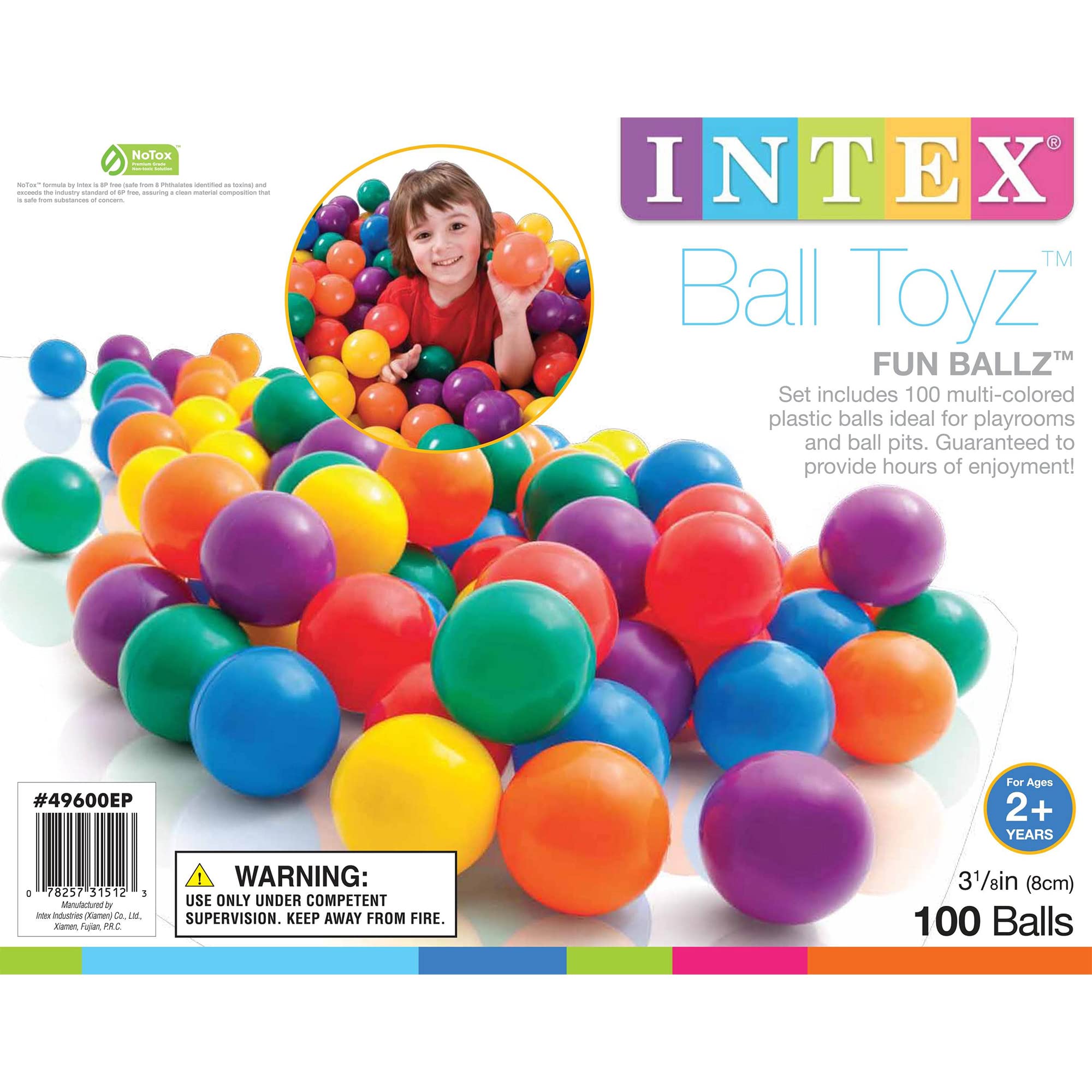 Intex Paquete de 100 bolas grandes de plástico multicolor para pozos de bolas (paquete de 2)