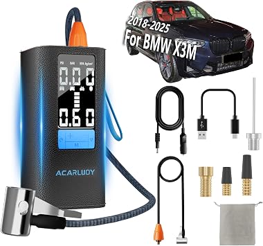 Portable Air Compressor for Car Tires - 150PSI Cordless Tire Inflator, 6000mAh Battery, Digital LCD Display, Auto Shut-Off, Emergency Flashlight, Fit for BMW X3M 2018-2025
