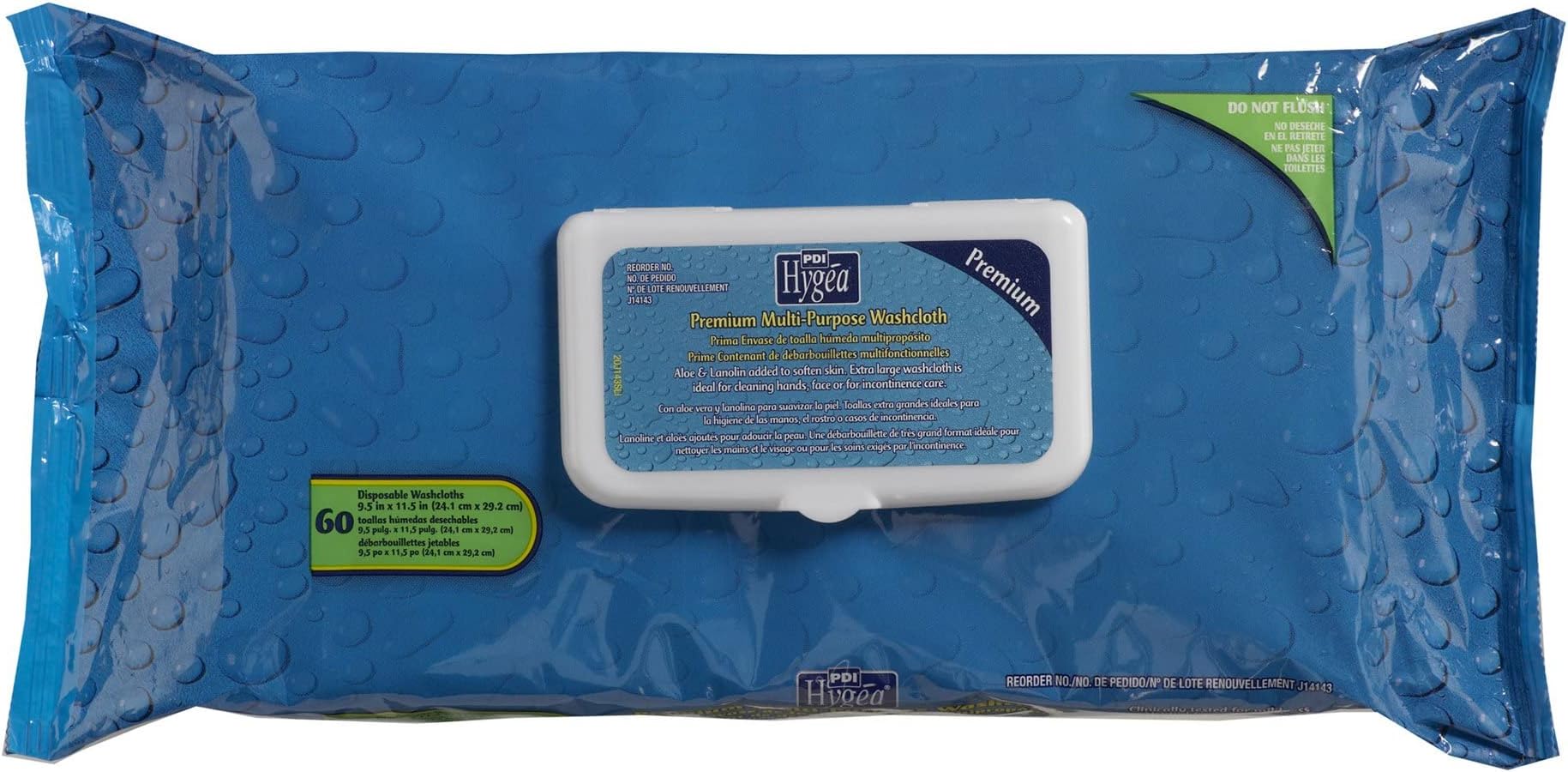 Healthcare J14143 Hygea Premium Multi-Purpose Washcloth, 9.5" Width, 11.5" Length (Pack of 60)