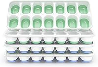 Vista 13 de Bandeja para cubitos de hielo con tapa, 4 paquetes de 56 cubos, bandejas apilables duraderas para cubitos de hielo para congelador con tapas