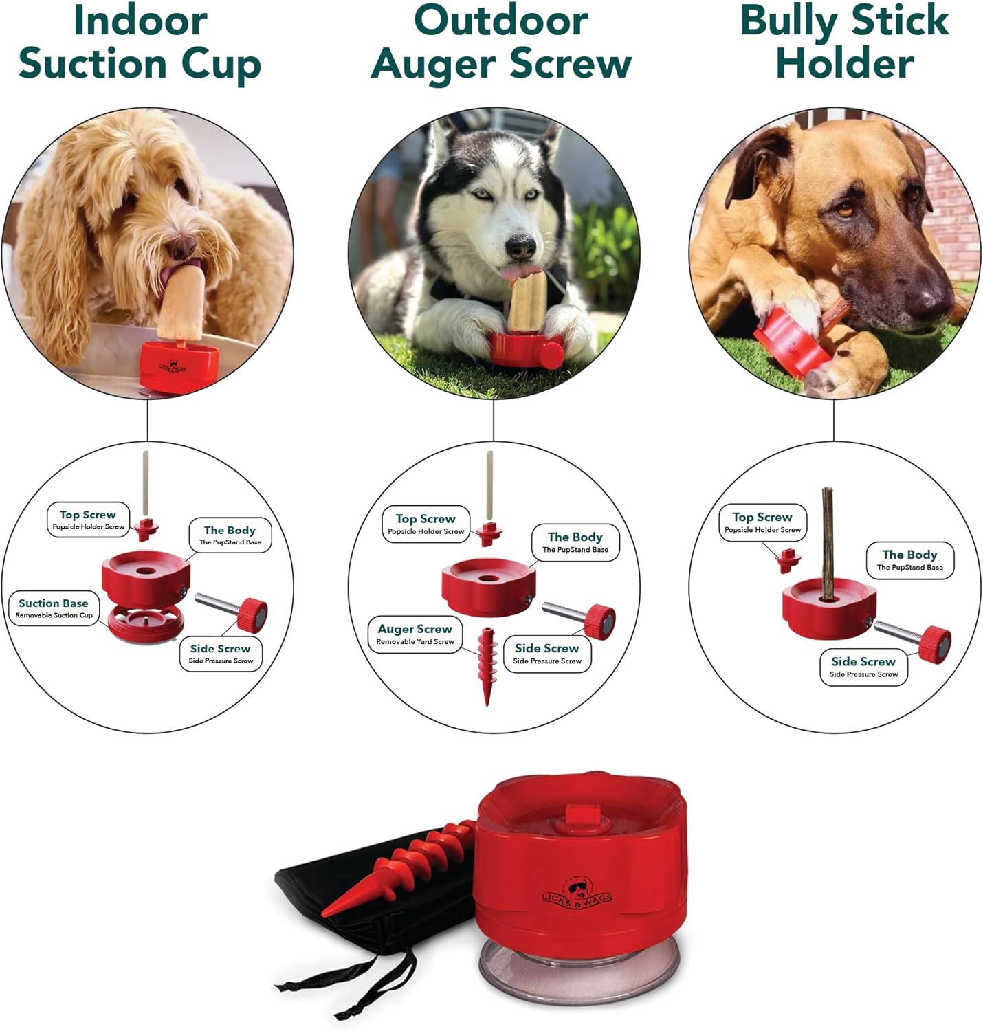 Starter Kit – | Includes The PupStand™ (Dog Popsicle & Bully Stick Safety Holder) + Mold + 5 Reusable Nylon Sticks + Carrying Bag | Built for Indoor & Outdoor Enjoyment