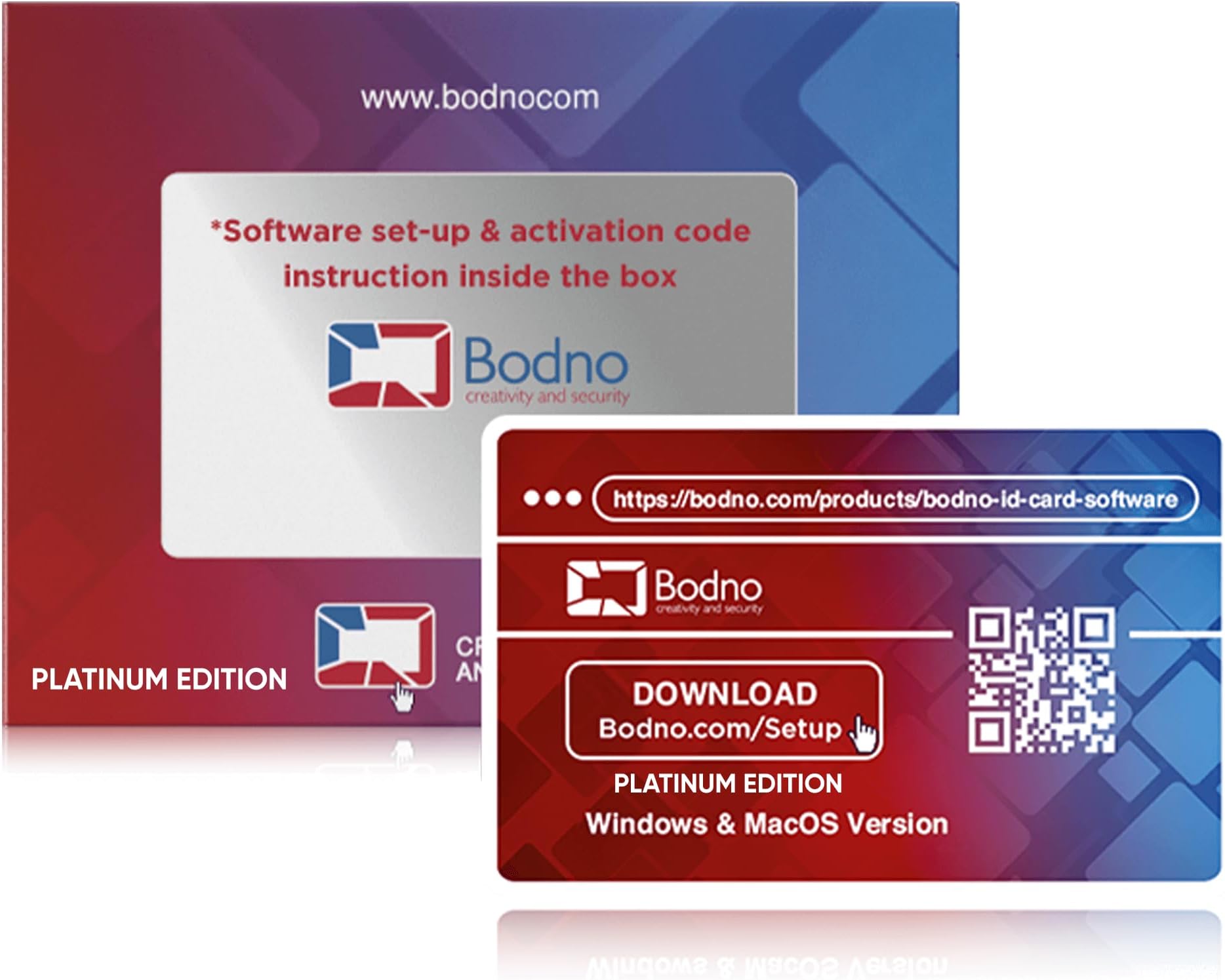 Bodno ID Card Software Program for PC & MAC - Design & Print Photo ID Cards and Gift/Loyalty Cards - Platinum Edition