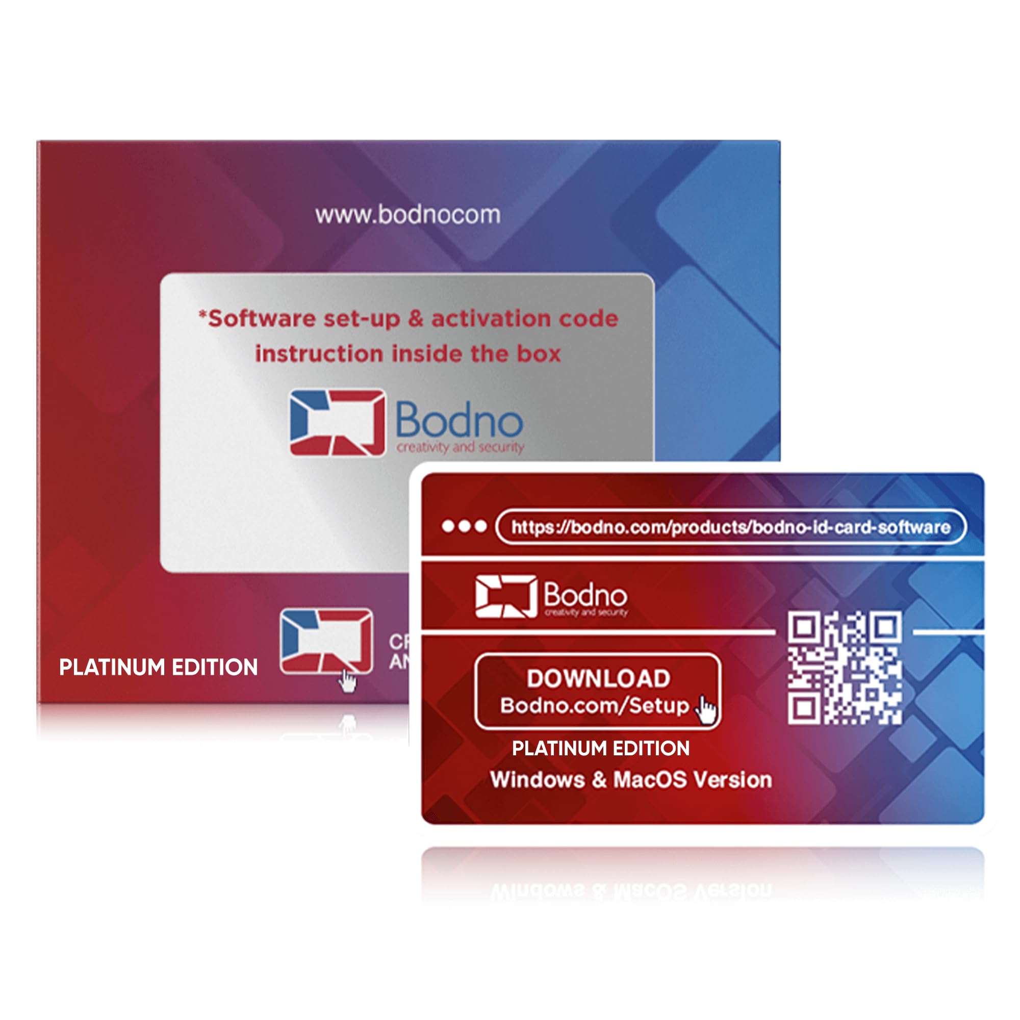 Bodno Programa de Software tarjeta de identificación para PC y Mac - Diseño e impresión de fotos con tarjetas de identificación y tarjetas de regalo/Fidelidad Platinum Edition