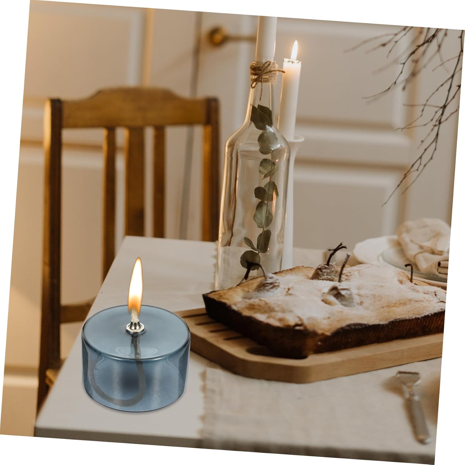 4pcs Refillable Glass Oil Lamp Creative Decorative Candle Holder for Home Office Restaurant and Bar Smokeless Deep Wick for Daily Lighting and Festive Occasions