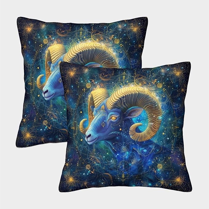 SorEci Aries Cushion Covers, Set of 2, Animal Decorative Cushion Covers