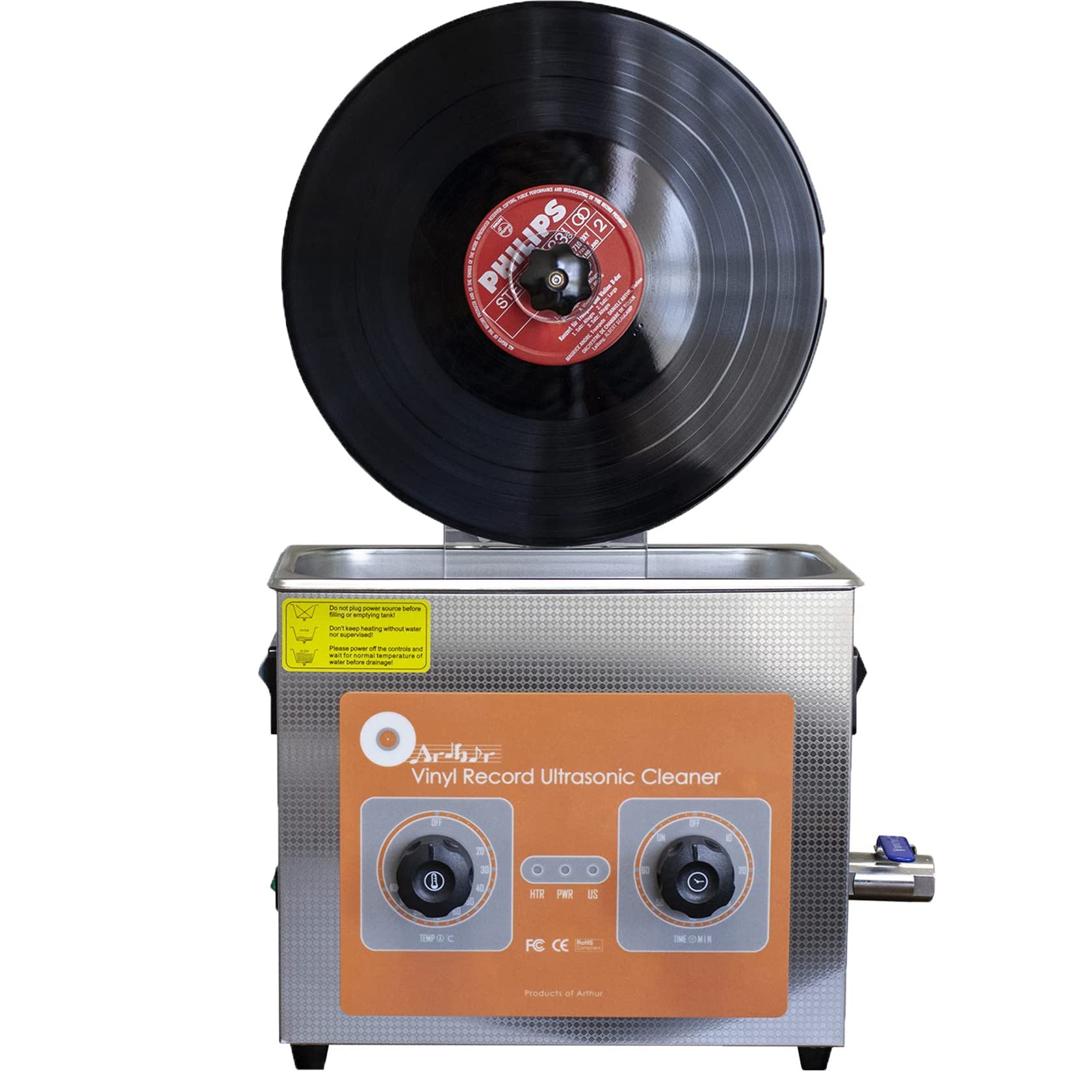 Pulitore Ad Ultrasuoni, Pulitore Ad Ultrasuoni per Dischi in Vinile, con Riscaldatore E Timer, Macchina per La Pulizia Ad Ultrasuoni in Acciaio Inossidabile da 140 W, 0-100 ℃,220V