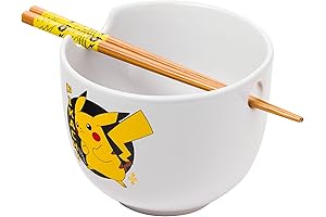 Silver Buffalo Pokemon Pikachu Ceramic Ramen Noodle Rice Bowl with Chopsticks
