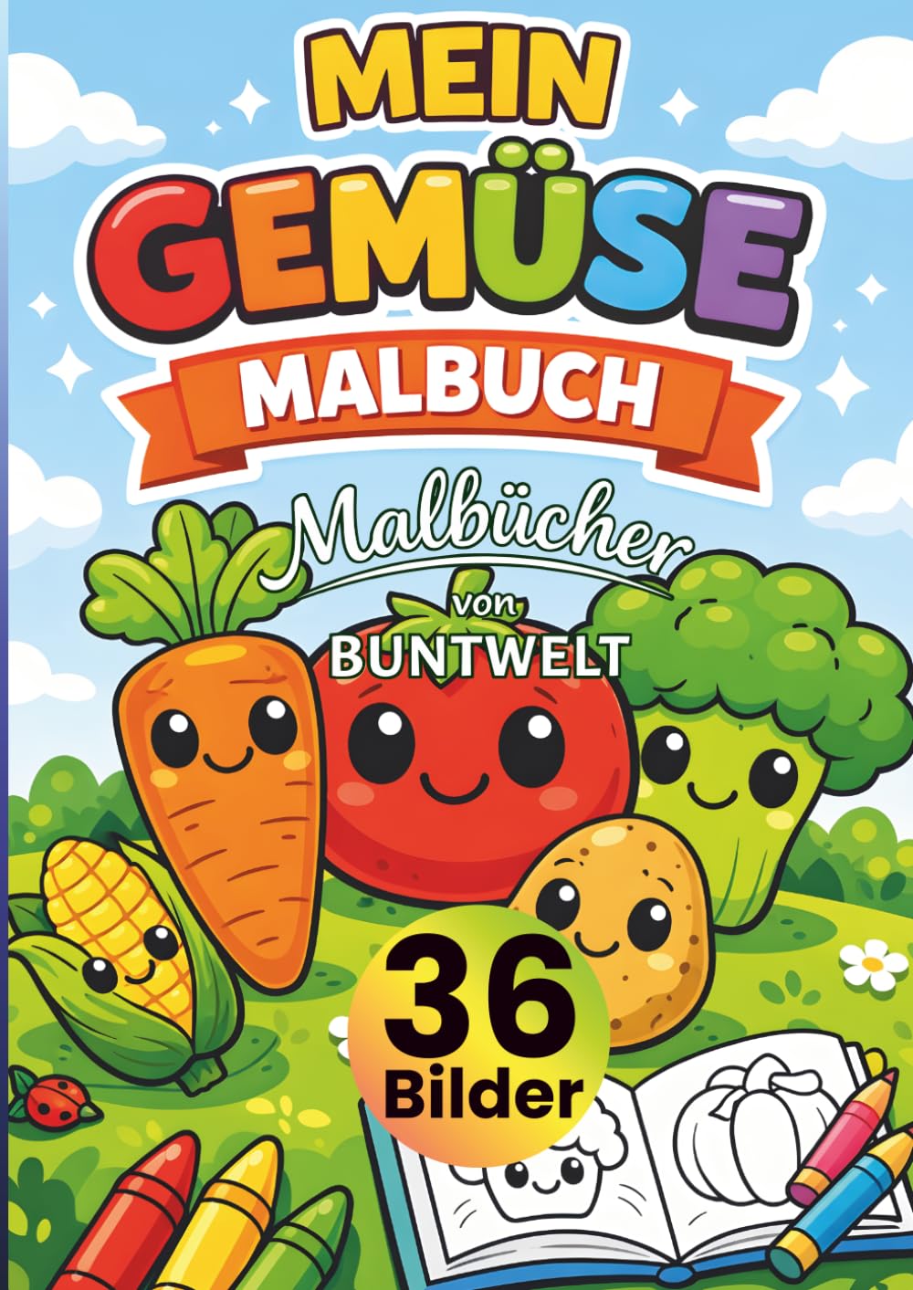 Mein Gemüse-Malbuch für Kinder ab 3 Jahren: 36 süße Gemüse-Motive zum Ausmalen – Karotten, Brokkoli, Tomaten & mehr • große, einfache Linien • jede ... Kreativität, Feinmotorik & Konzentration