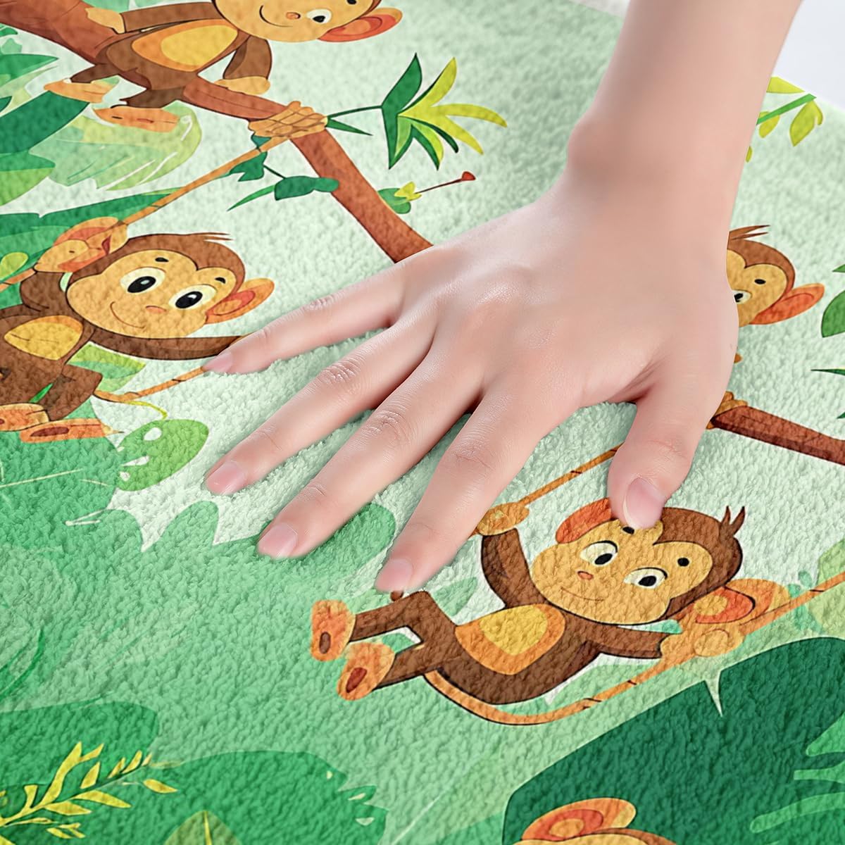 Feelyou Monkey Bath Rugs for Bathroom Non Slip Absorbent Bathroom Rugs Kids Women Men Cute Zoo Animal Monkeys Bath Mats Area Rug Carpet for Kitchen Bedroom Living Room Laundry Entryway Doormat