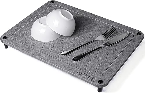 WIFER Tapete de secado de piedra para encimera de cocina, tapete de secado de platos de tierra de diatomeas súper rápida y absorbente para múltiples disponible en Yaxa Peru