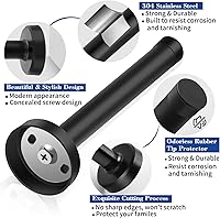 Vista 3 de Tope de puerta, tope de puerta negro de 4 pulgadas montado en la pared con puntas de parachoques de goma, protector de pared de acero inoxidable