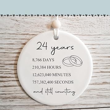 24th Wedding for Her or Him, 24 Years Marriage Gift for Couple or Parents, Anniversary Present for Wife Husband