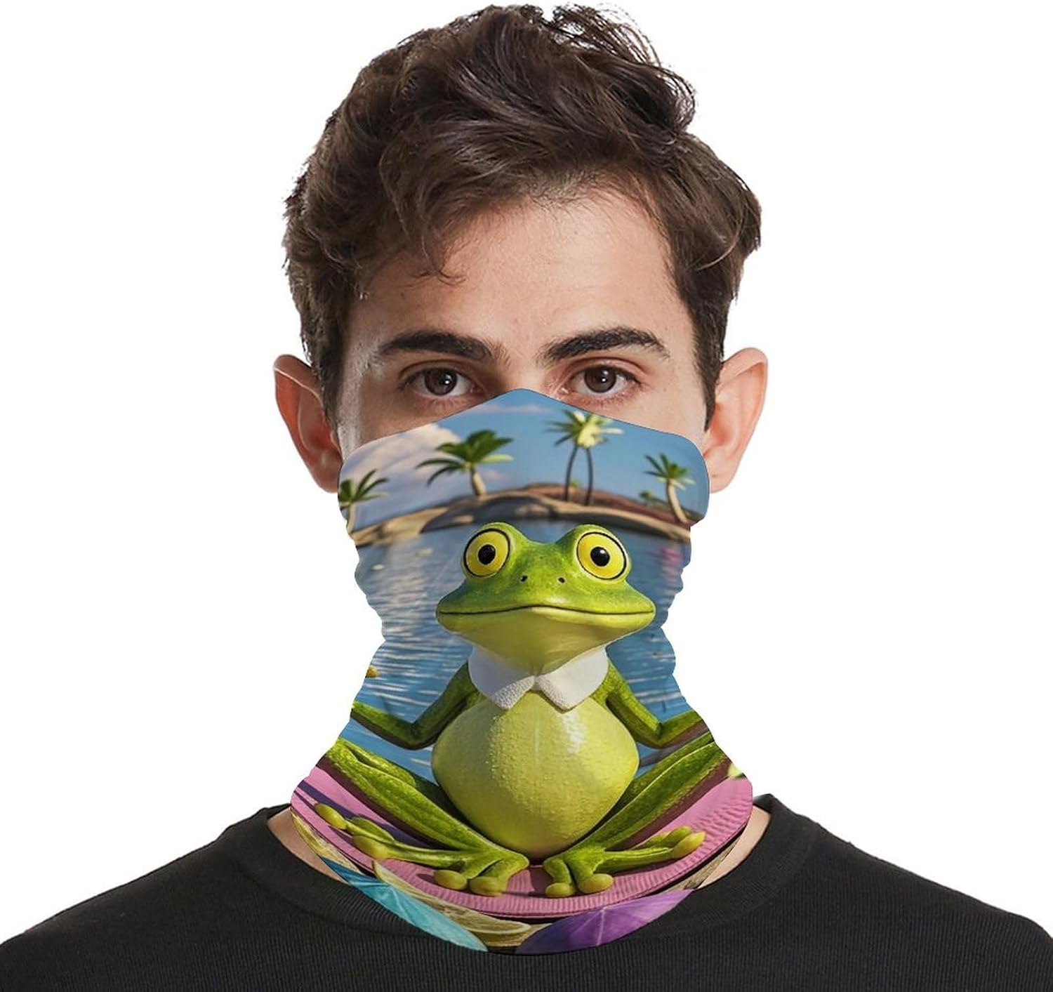 Funny Yoga Frog Neck Gaiter Warmer Face Cover Scarf Fashion Windproof Face Cover Winter Balaclava Sun Cooling Scarf Gator Cover Reusable Bandana Scarf for Men Women image 4