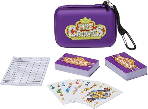 Five Crowns Travel Case Bundle, Cards, Scorecard Included Card Game for Kids and Adults, Family Game Night, The Game isnt Over Until The Kings Go Wild!, 5 Suited Rummy Style Card Game, Ages 8+