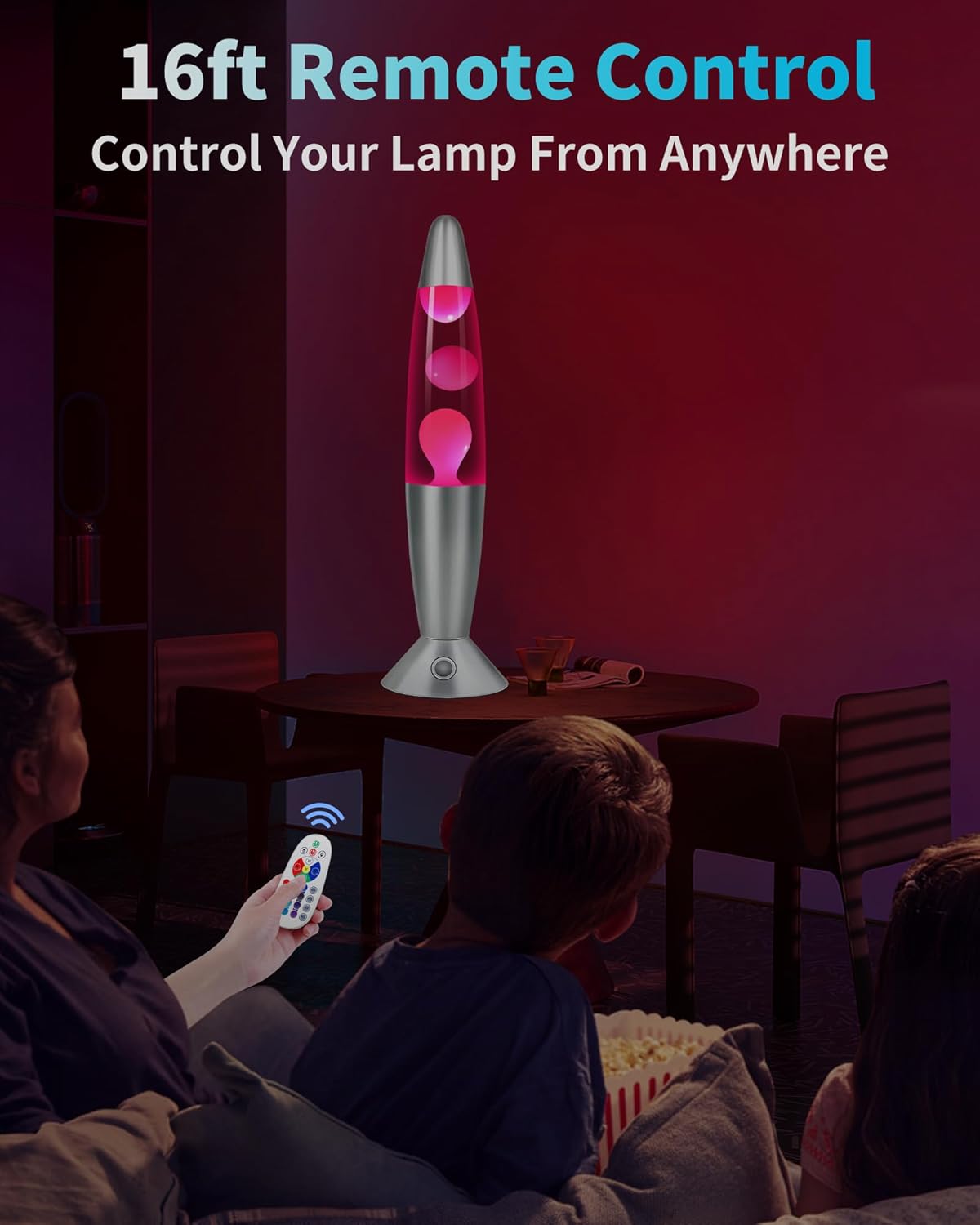 17 Colors Changing Liquid Motion Lamp with Remote: 16 Inch Pink LED Night Light for Kids Adults - Relaxing Table lamp for Bedroom Office - Glitter Mood Lighting for Home Decor Christmas Decorations