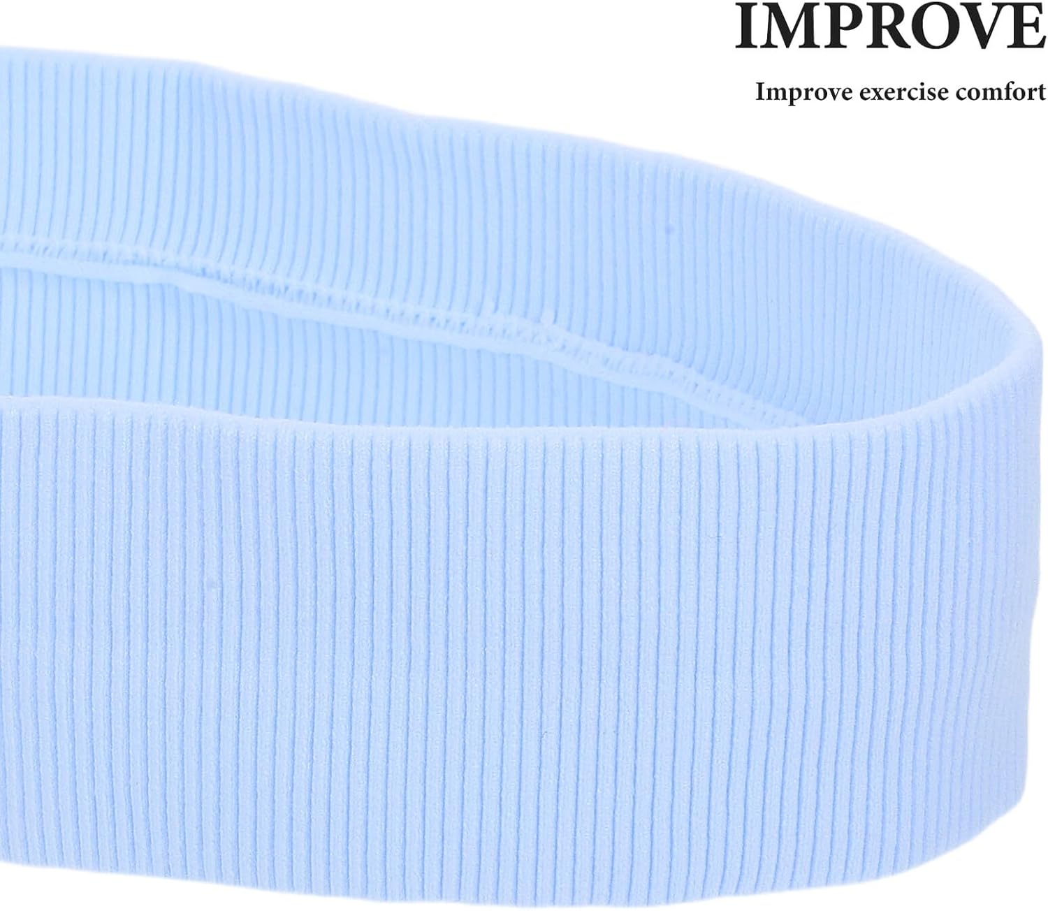 3pcs Unisex Workout Headbands Sky Blue Non-Slip Sports Sweatbands Elastic Athletic Hair Bands for Running Gym Yoga Fitness
