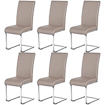 Yaheetech Set 6 Sedie Sala da Pranzo Imbottite Seduta Spessa 10 cm, Sedie Cucina con Schienale Alto, Gambe in Metallo a Forma di U per Uffici, Soggiorni e Salotti, Marrone Chiaro